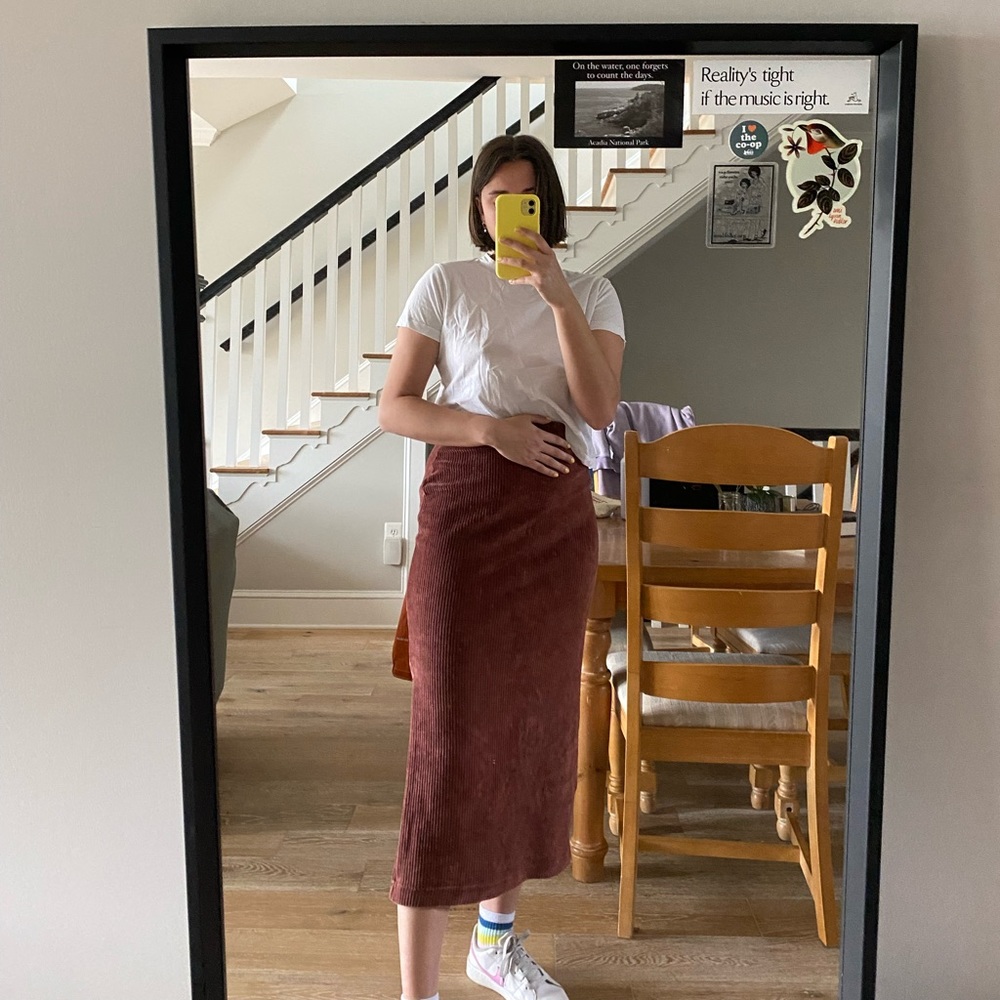 Free people pink corduroy skirt, size medium